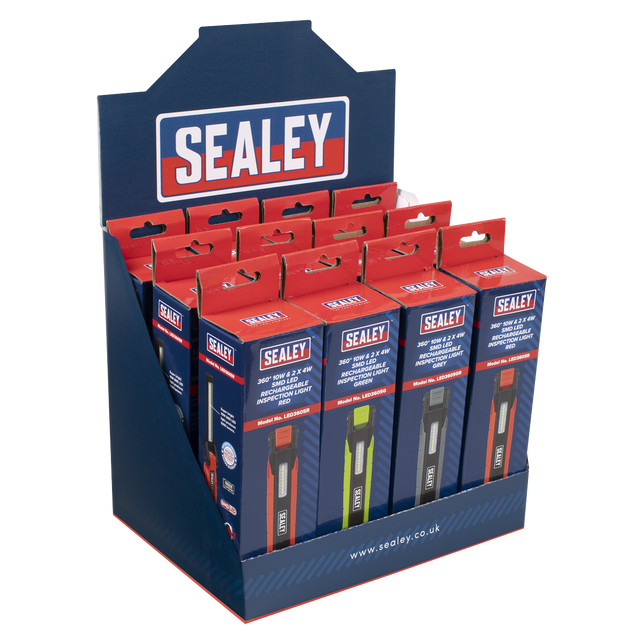 Sealey LED3605DB Rechargeable 360° Inspection Light 10W & 2 x 4W SMD LED - Display Box of 12