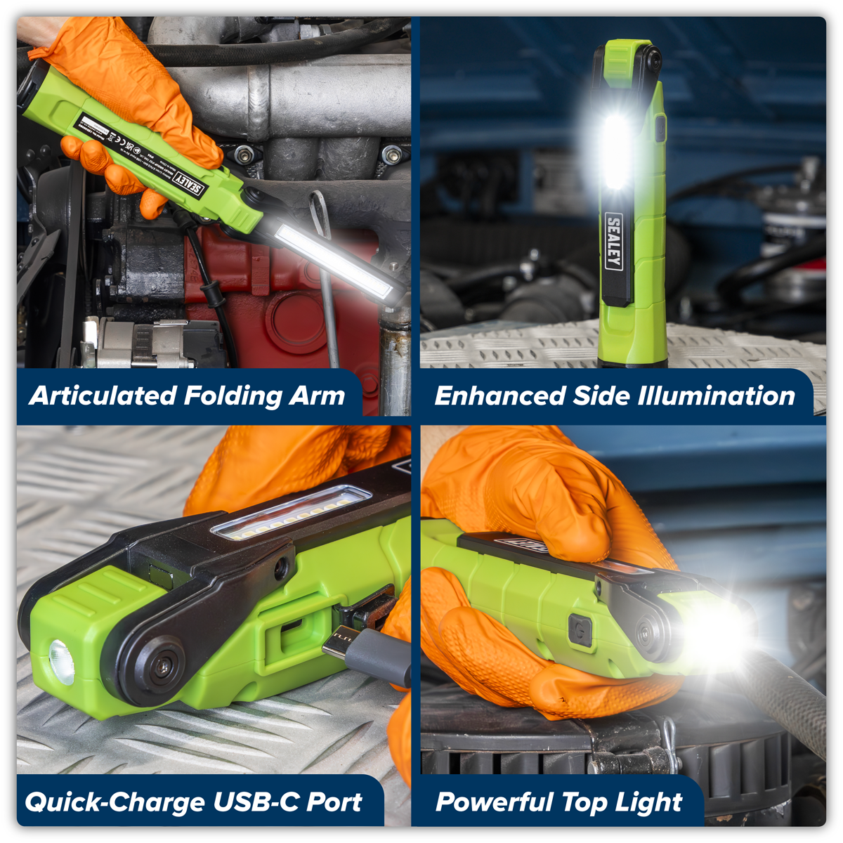 Sealey LED3605G Rechargeable 360° Inspection Light 10W & 2 x 4W SMD LED - Green - additional view 11