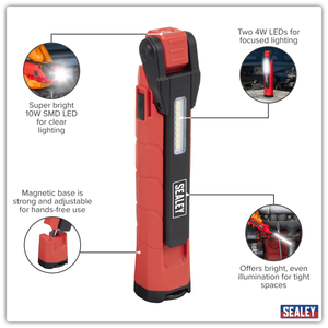 Sealey LED3605R Rechargeable 360° Inspection Light 10W & 2 x 4W SMD LED - Red - additional view 14