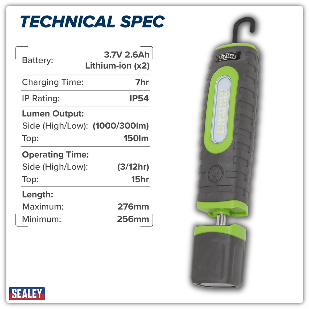 Sealey LED3606G Rechargeable 360° Inspection Light 15W & 3W SMD LED - Green - additional view 19