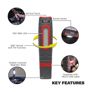 Sealey LED3606R Rechargeable 360° Inspection Light 15W & 3W SMD LED - Red - additional view 19