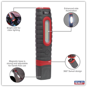 Sealey LED3606R Rechargeable 360° Inspection Light 15W & 3W SMD LED - Red - additional view 15