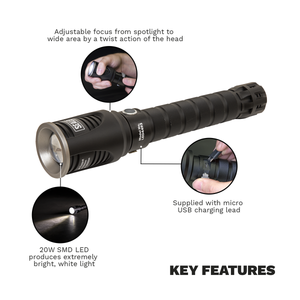 Sealey LED4493 Rechargeable Aluminium Torch with Adjustable Focus 20W SMD LED - additional view 9