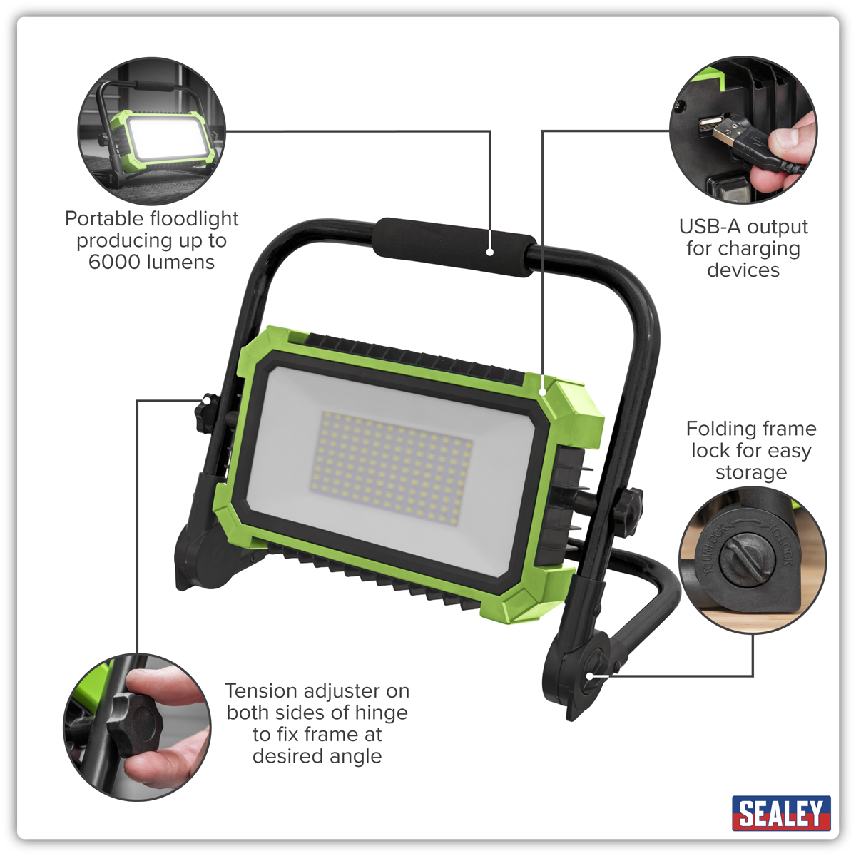 Sealey LED50WL Portable Floodlight 50W SMD LED 230V - additional view 7