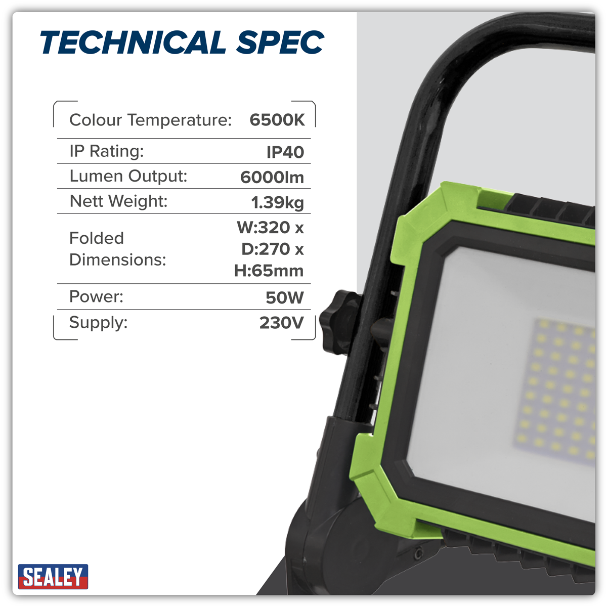 Sealey LED50WL Portable Floodlight 50W SMD LED 230V - additional view 6