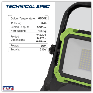 Sealey LED50WL Portable Floodlight 50W SMD LED 230V - additional view 6