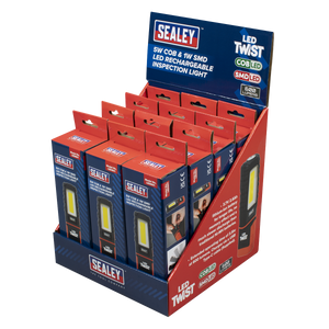 Sealey LED601DB LED Twist® Rechargeable Inspection Light 5W COB & 1W SMD - Display Box of 12 - additional view 2