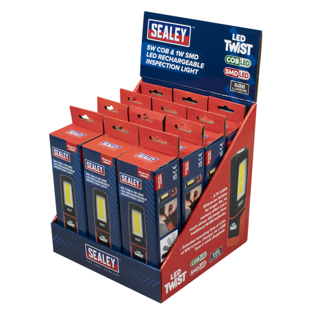 Sealey LED601DB LED Twist® Rechargeable Inspection Light 5W COB & 1W SMD - Display Box of 12 - additional view 2