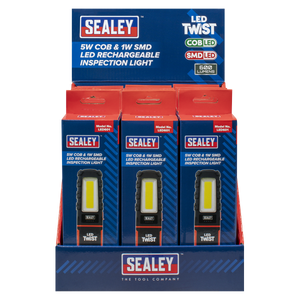 Sealey LED601DB LED Twist® Rechargeable Inspection Light 5W COB & 1W SMD - Display Box of 12 - additional view 3