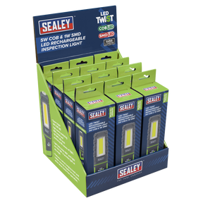 Sealey LED601GDB LED Twist® Rechargeable Inspection Light, Green - Box of 12