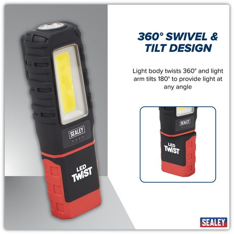 Sealey LED601 LED Twist® Rechargeable Inspection Light 5W COB & 1W SMD - additional view 2