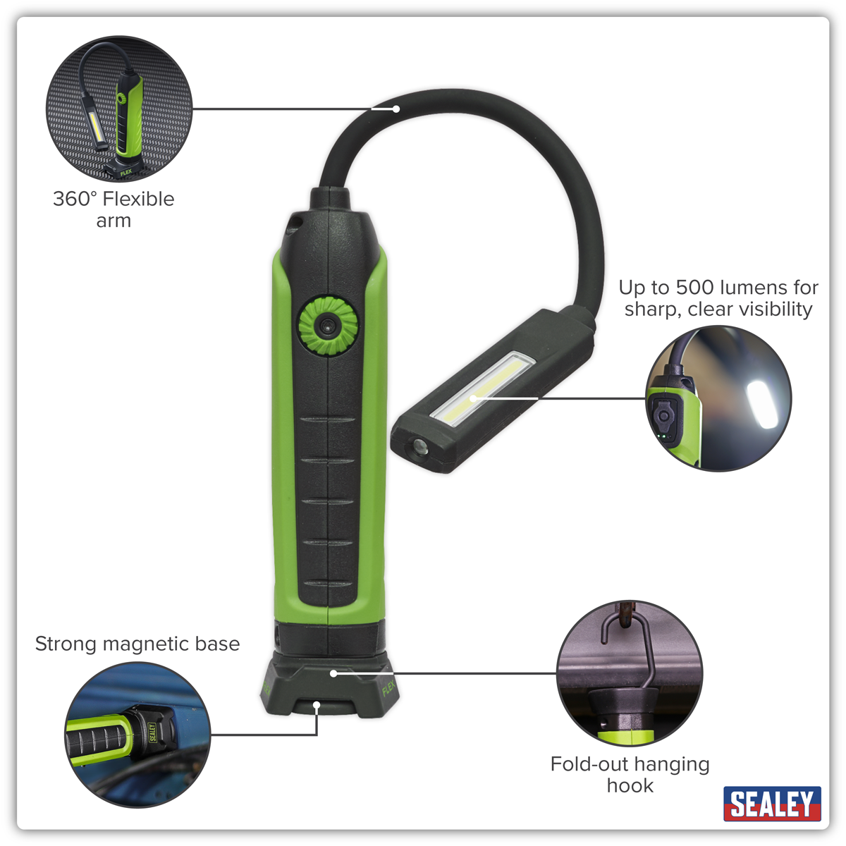 Sealey LEDFLEXG Rechargeable Flexi Inspection Light 5W COB & 3W SMD LED - additional view 15
