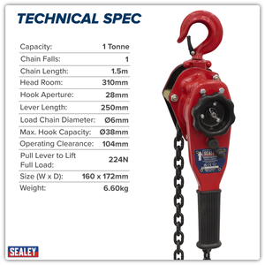 Sealey LH1000 Lever Hoist Steel 1000kg - additional view 3