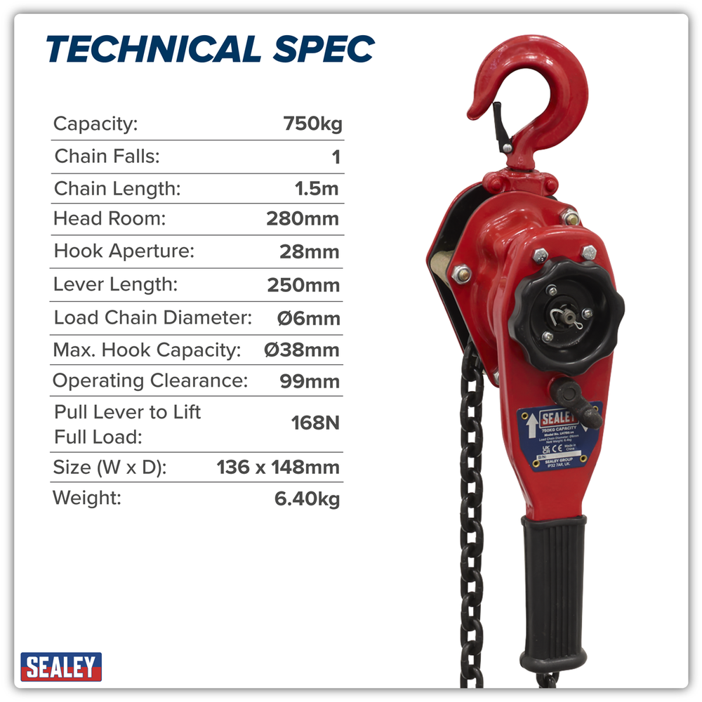 Sealey LH750 Lever Hoist Steel 750kg - additional view 4