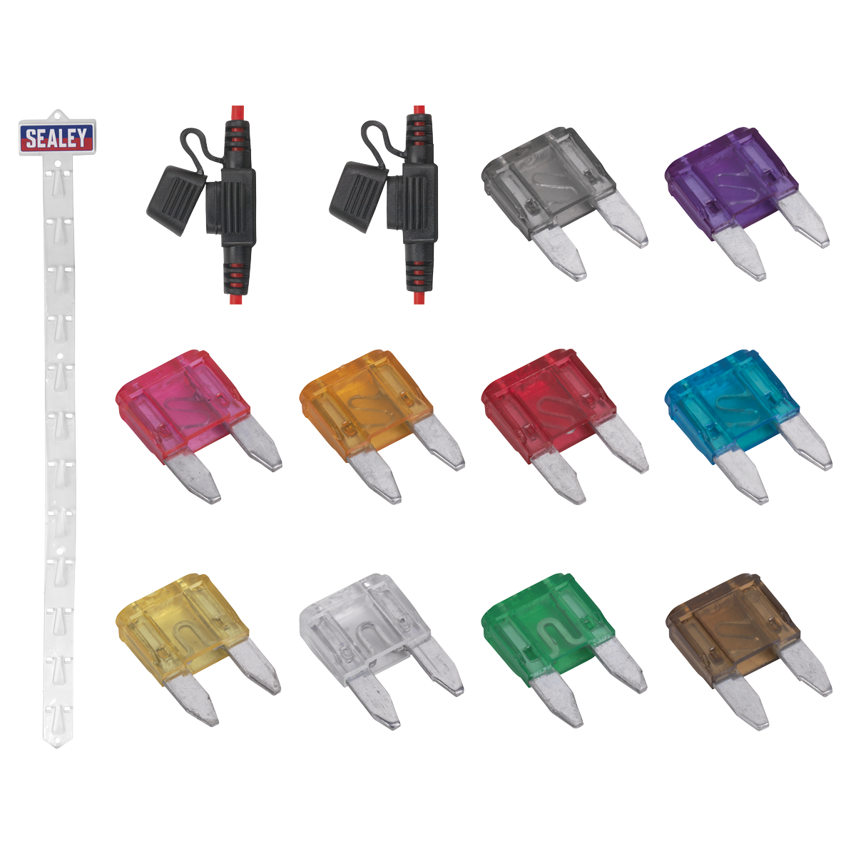 Sealey MBFSET Clip Strip Deal - Automotive Mini Blade Fuses & Holders