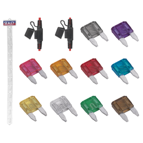 Sealey MBFSET Clip Strip Deal - Automotive Mini Blade Fuses & Holders