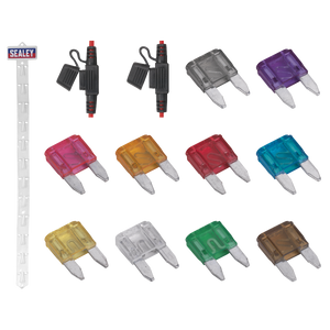 Sealey MBFSET Clip Strip Deal - Automotive Mini Blade Fuses & Holders