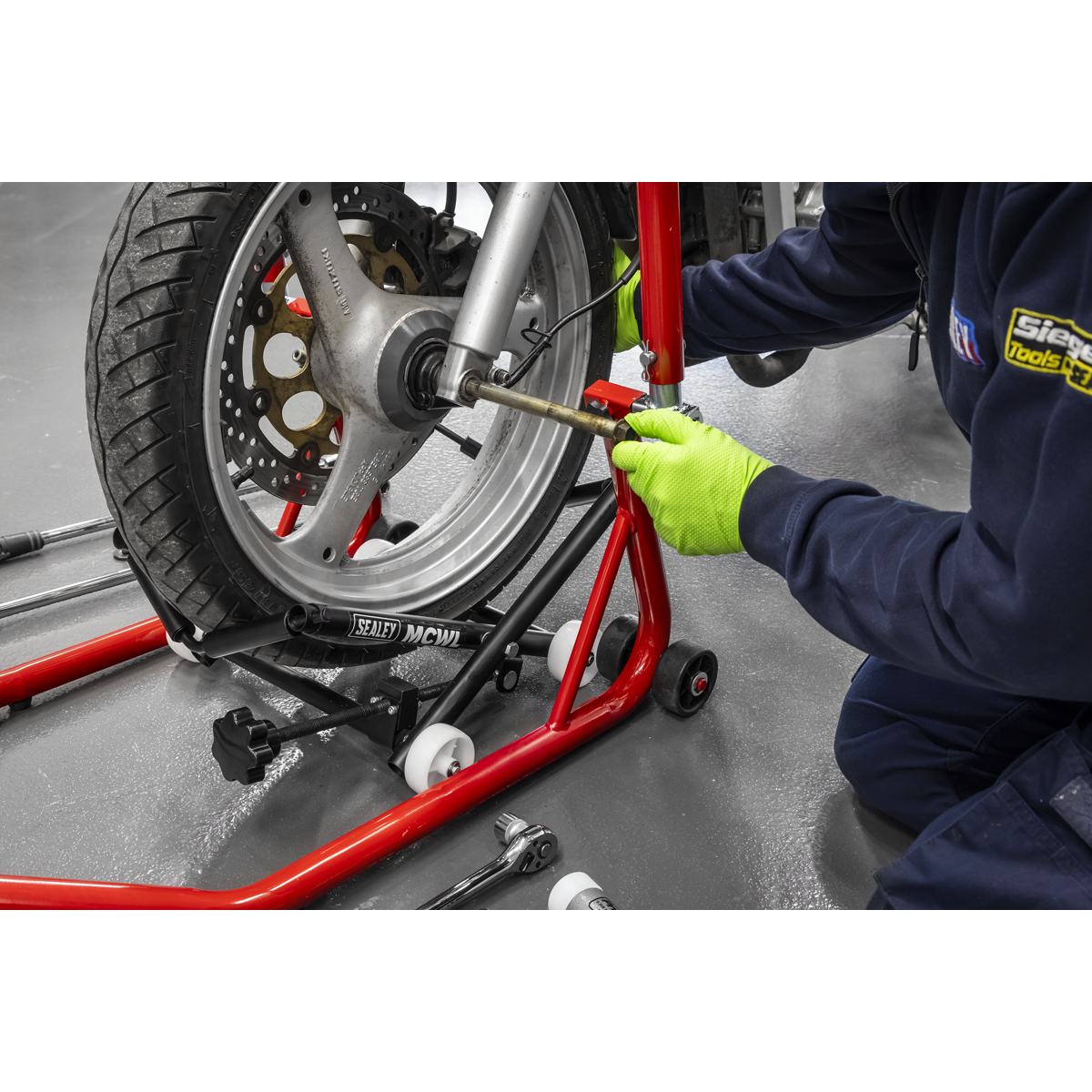 Sealey MCWL Motorcycle Wheel Adjustable Support with Rollers - additional view 3