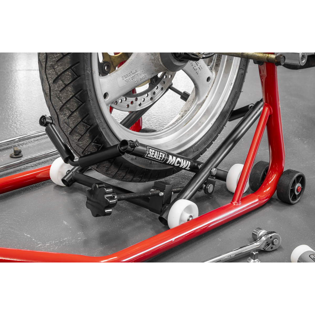 Sealey MCWL Motorcycle Wheel Adjustable Support with Rollers - additional view 4