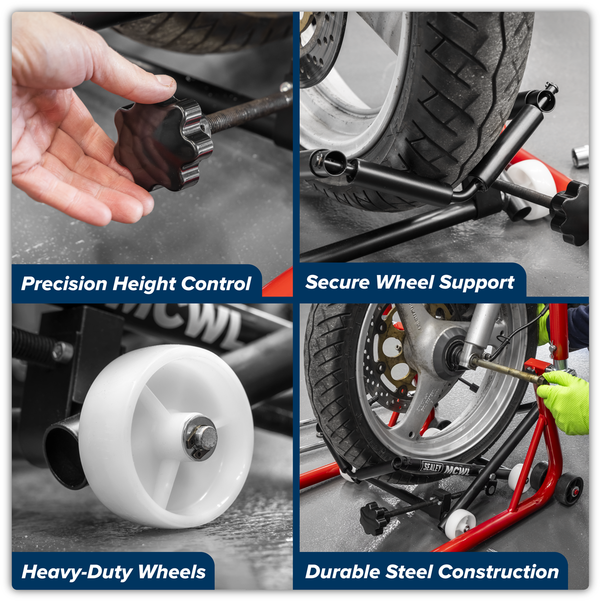 Sealey MCWL Motorcycle Wheel Adjustable Support with Rollers - additional view 8