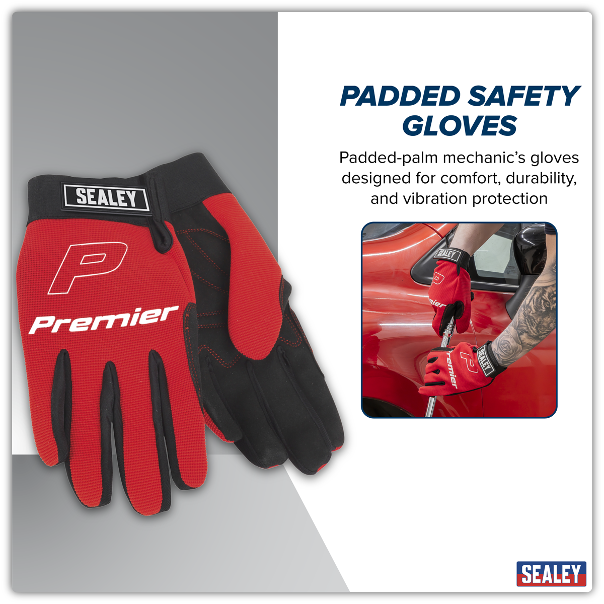 Sealey MG796XL Premier Mechanic's Gloves Padded Palm - Extra-Large Pair - additional view 3