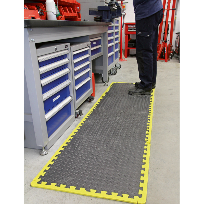 Sealey MIC1218Y3 Interlocking EVA Foam Workshop Mat Set with Hi-Vis Edges 1240 x 1825mm - additional view 10
