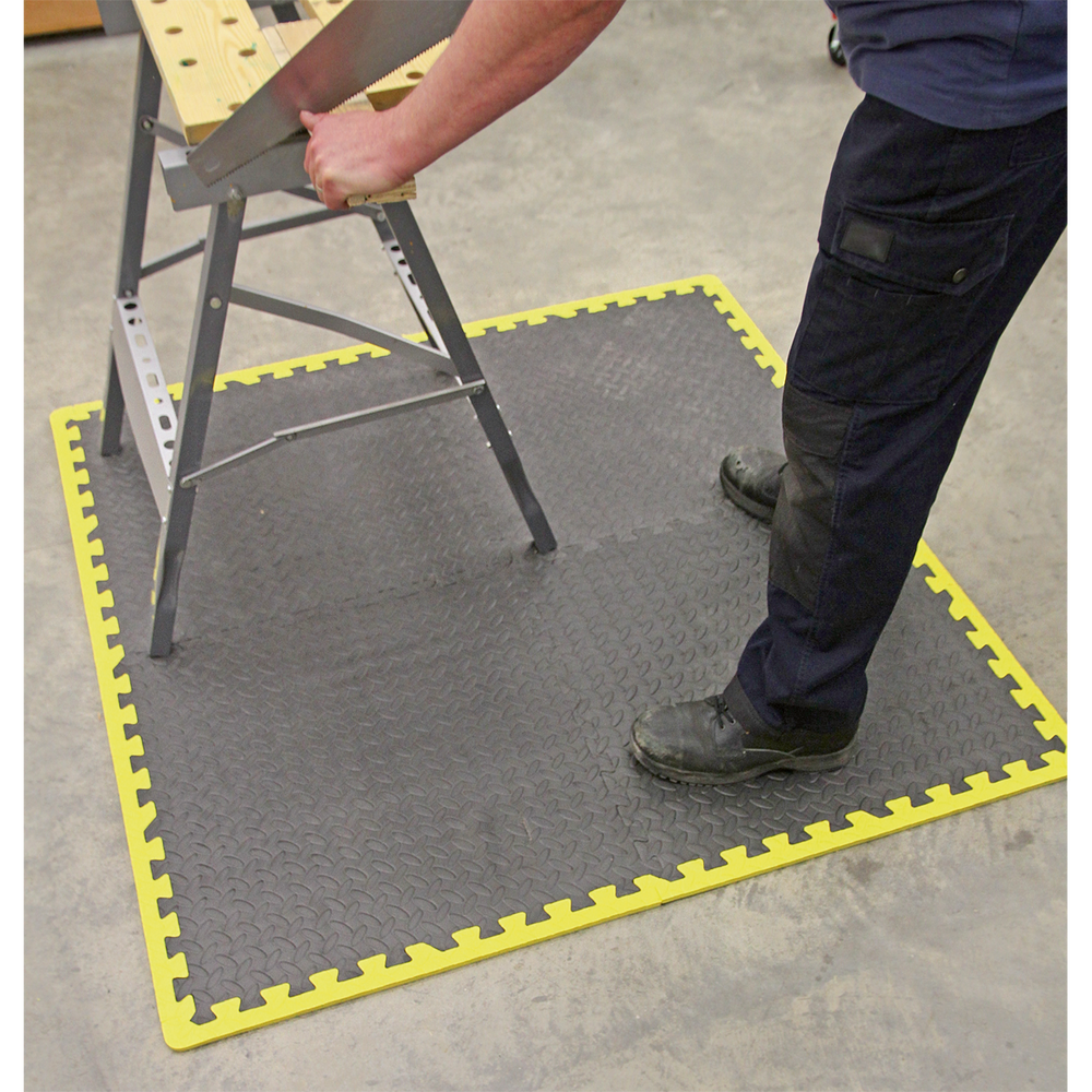 Sealey MIC1218Y3 Interlocking EVA Foam Workshop Mat Set with Hi-Vis Edges 1240 x 1825mm - additional view 12