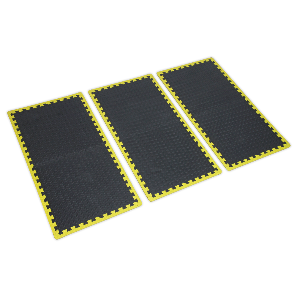 Sealey MIC1218Y3 Interlocking EVA Foam Workshop Mat Set with Hi-Vis Edges 1240 x 1825mm - additional view 4