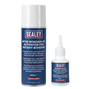 Sealey MK200 Mitre Bonding Kit with Super Glue 50g & Activator 200ml for Instant Bonding