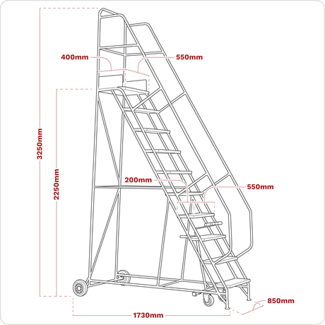 Sealey MSS09 Mobile Safety Steps 9-Tread - additional view 2
