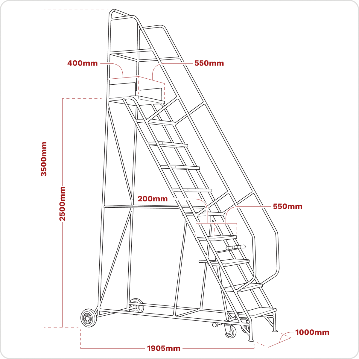 Sealey MSS10 Mobile Safety Steps 10-Tread - additional view 7