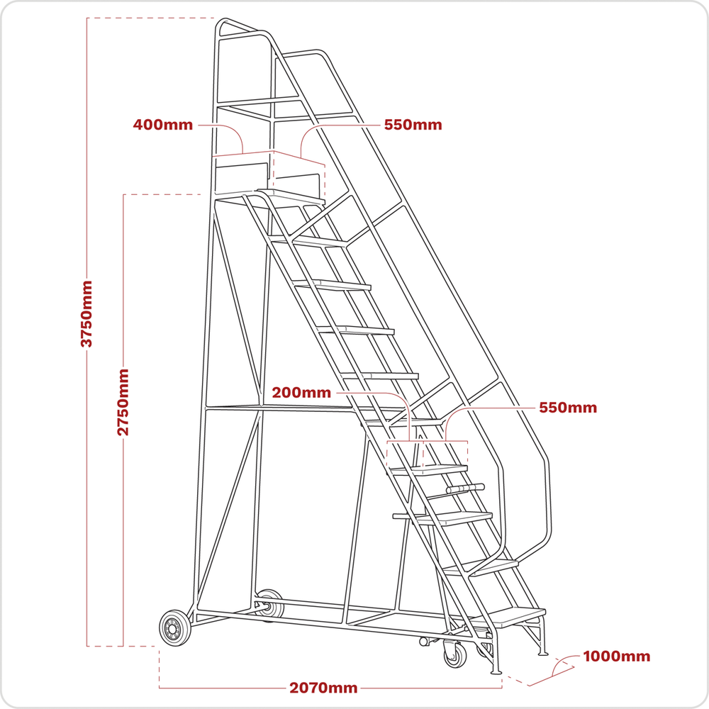 Sealey MSS11 Mobile Safety Steps 11-Tread - additional view 3