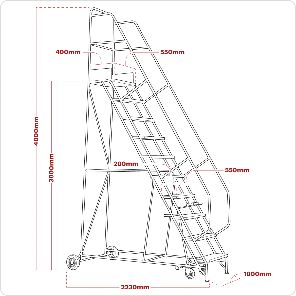 Sealey MSS12 Mobile Safety Steps 12-Tread - additional view 3