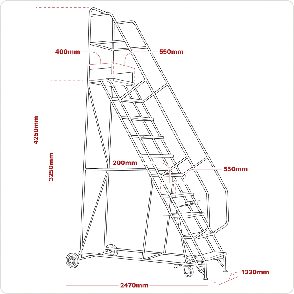 Sealey MSS13 Mobile Safety Steps 13-Tread - additional view 2
