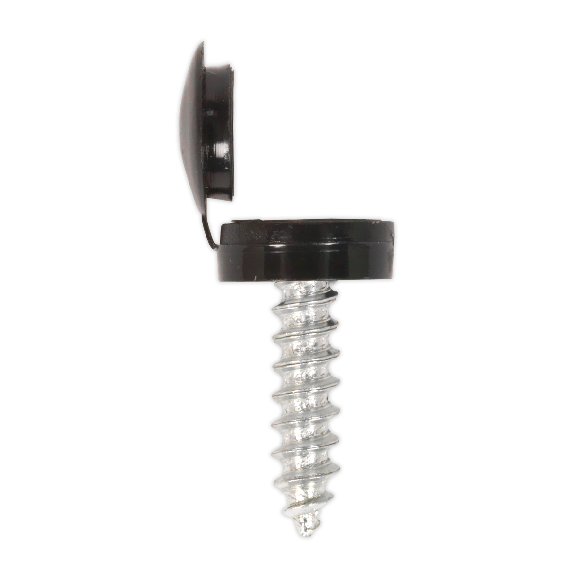 Sealey NPBK50 Numberplate Screw with Flip Cap 4.2 x 19mm, Black - Pack of 50