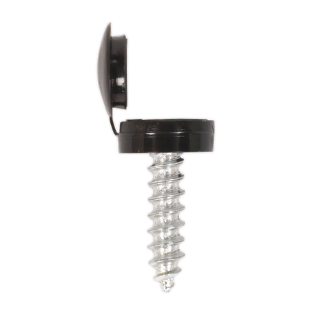 Sealey NPBK50 Numberplate Screw with Flip Cap 4.2 x 19mm, Black - Pack of 50