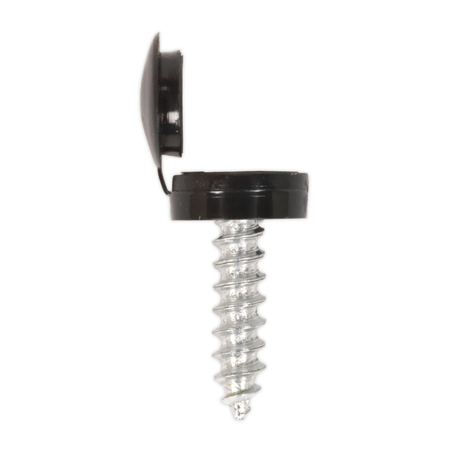 Sealey NPBK50 Numberplate Screw with Flip Cap 4.2 x 19mm, Black - Pack of 50
