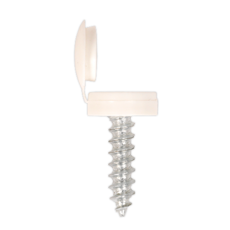 Sealey NPW50 Numberplate Screw with Flip Cap 4.2 x 19mm, White - Pack of 50
