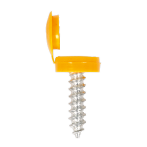 Sealey NPY50 Numberplate Screw with Flip Cap 4.2 x 19mm, Yellow - Pack of 50