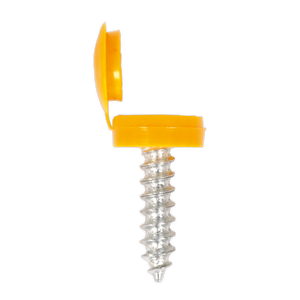 Sealey NPY50 Numberplate Screw with Flip Cap 4.2 x 19mm, Yellow - Pack of 50