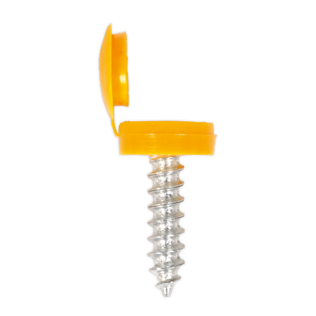 Sealey NPY50 Numberplate Screw with Flip Cap 4.2 x 19mm, Yellow - Pack of 50