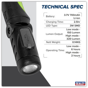 Sealey NT320LED Rechargeable Neck Torch 3W SMD LED - additional view 12