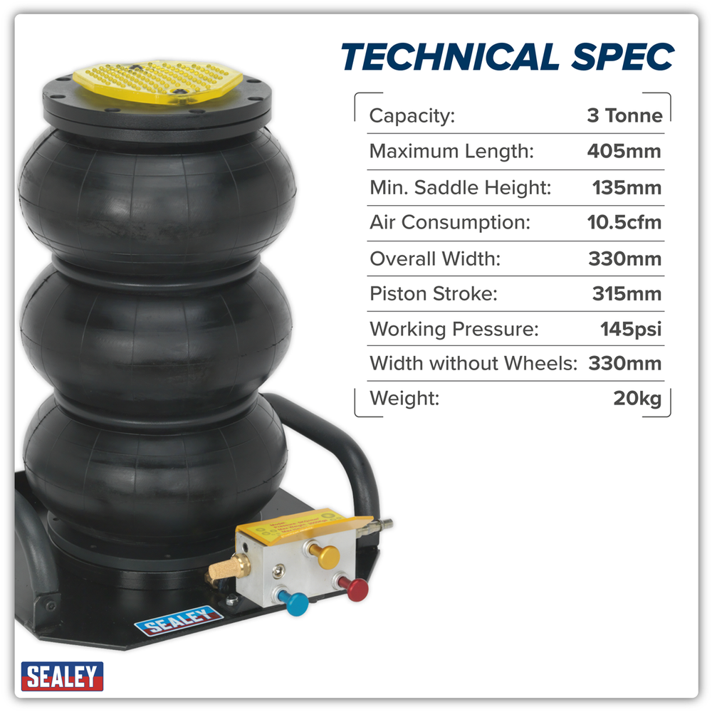 Sealey PAFJ3S Premier Air Operated Fast 3-Stage Jack 3 Tonne - additional view 6