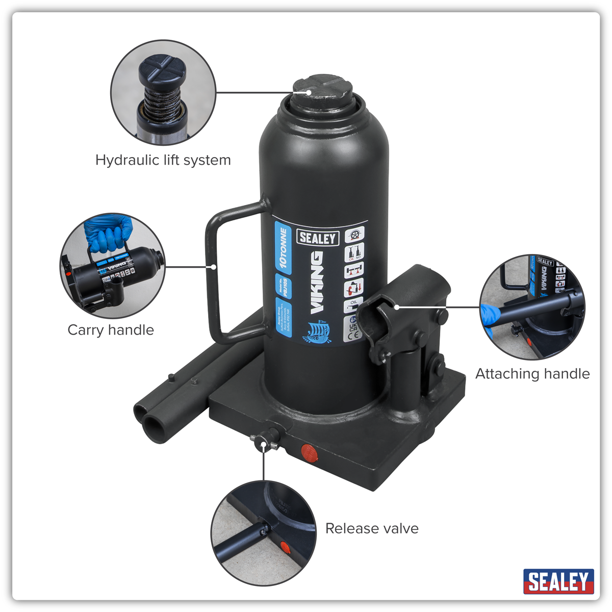 Sealey PBJ10S Viking Bottle Jack 10 Tonne - additional view 13