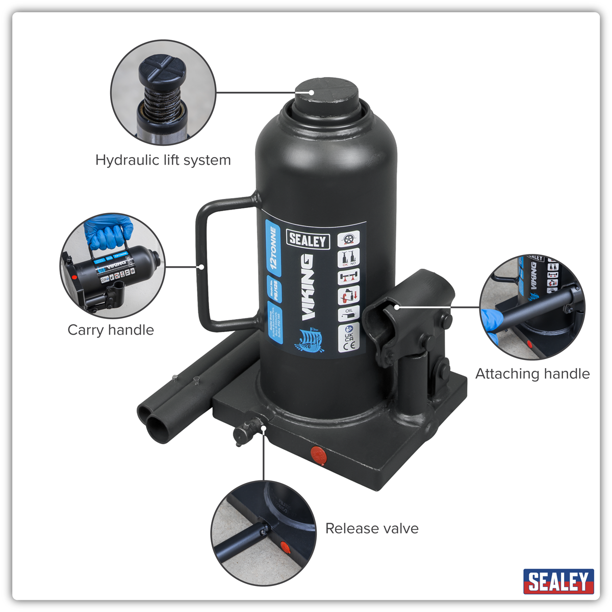 Sealey PBJ12S Viking Bottle Jack 12 Tonne - additional view 12