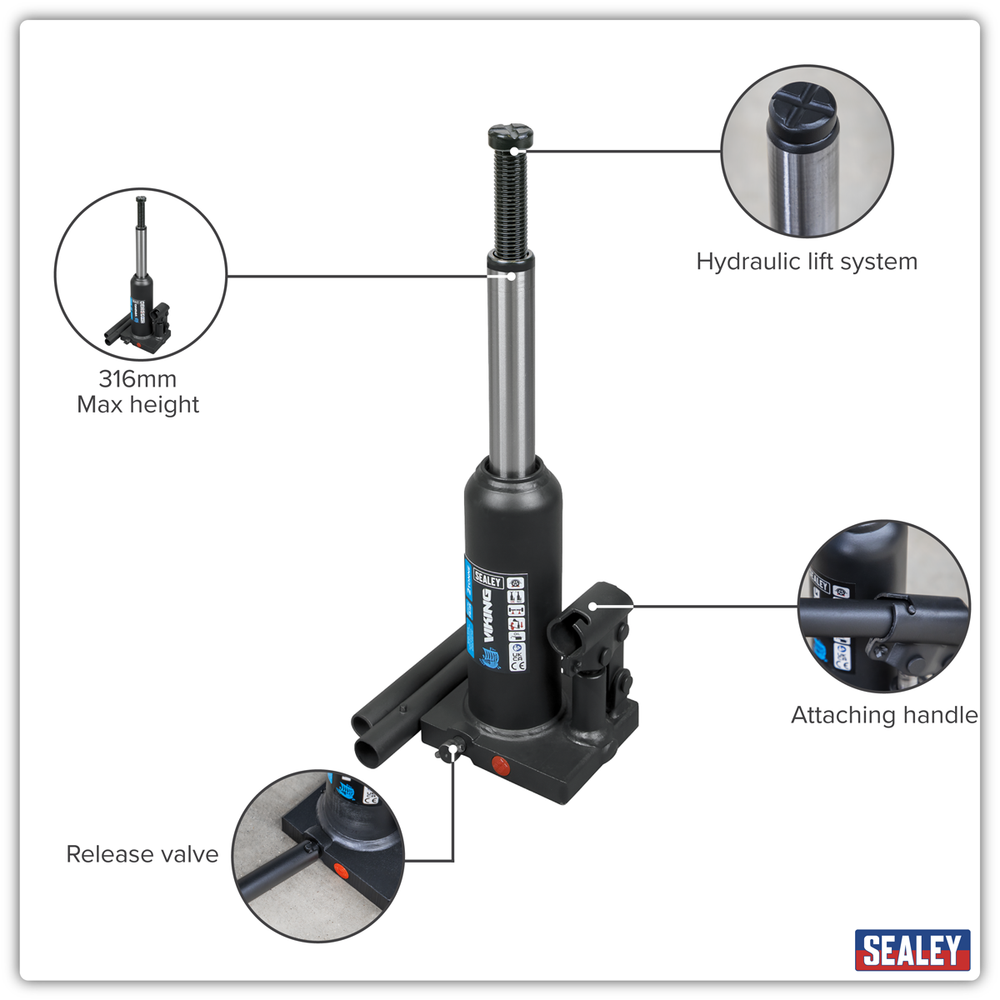 Sealey PBJ2S Viking Bottle Jack 2 Tonne - additional view 9