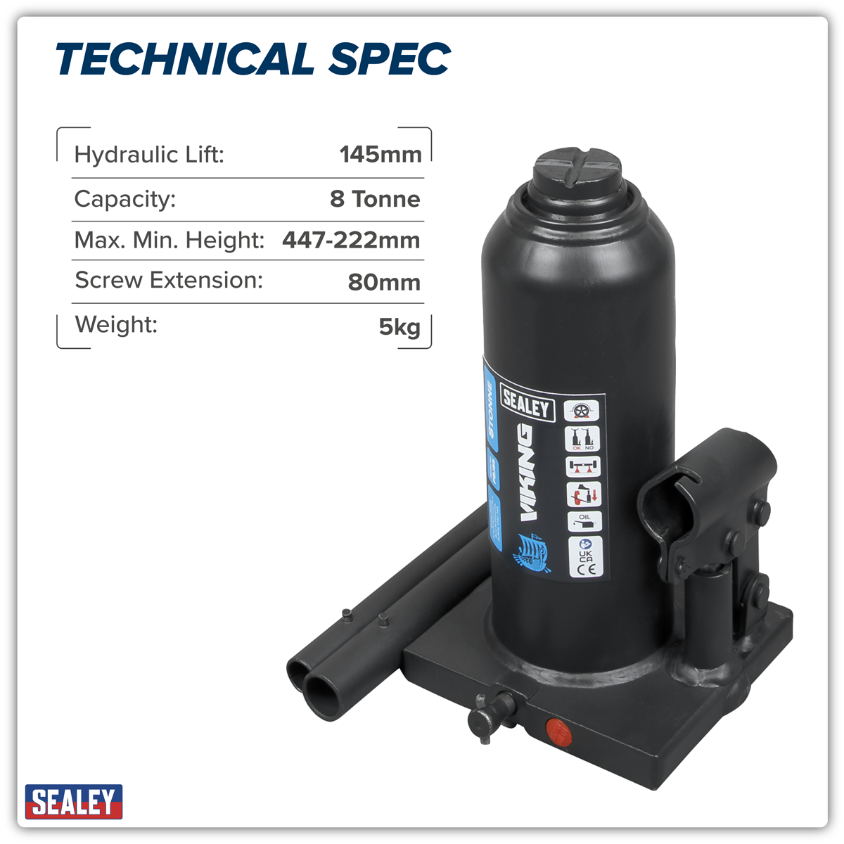 Sealey PBJ8S Viking Bottle Jack 8 Tonne - additional view 11