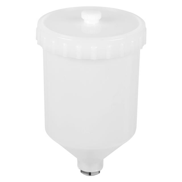Sealey PC01 Paint Spray Gun Pot with Brass Fitting 600ml - White