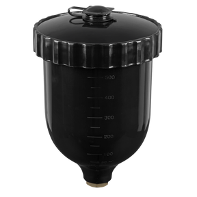 Sealey PC02 UV Paint Spray Gun Pot with Brass Fitting 600ml - Black
