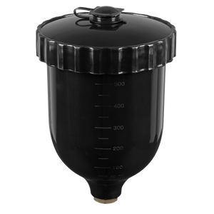 Sealey PC02 UV Paint Spray Gun Pot with Brass Fitting 600ml - Black